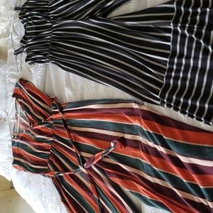 2 multi-colored jumpsuits